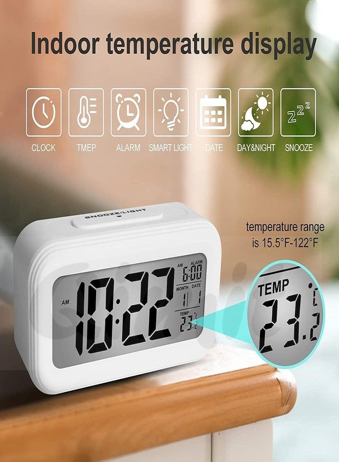 QIMIT Digital Alarm Clock Table Clock for Students, Home, Office, Corporate with Automatic Sensor, Date & Temperature (Rectangle White Clock) - Image 3